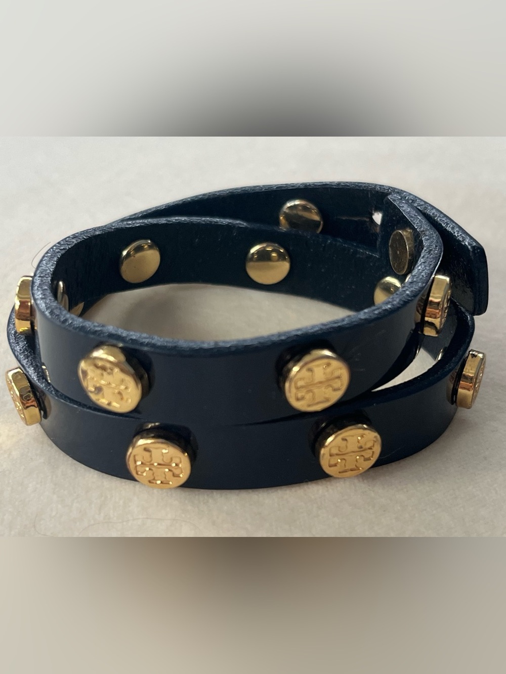 Excellent Tory Burch blue patent leather wrap bracelet EUC Made in USA